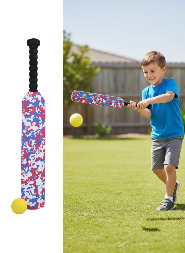 بريميم مضرب كريكيت إسفنجي للأطفال مع كرة - مضرب تدريب ناعم بنمط تمويه للعب الأطفال، متعدد الألوان، قطعة واحدة - Image 1